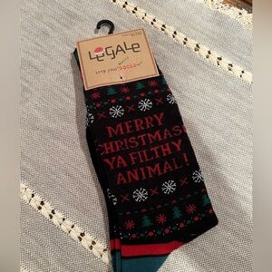 Christmas Black Socks, NWT, Merry Chritmas ya Filthy Animal! Men’s size 8-12